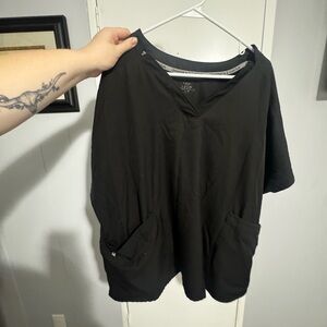 Black V-Neck scrub top with pocket